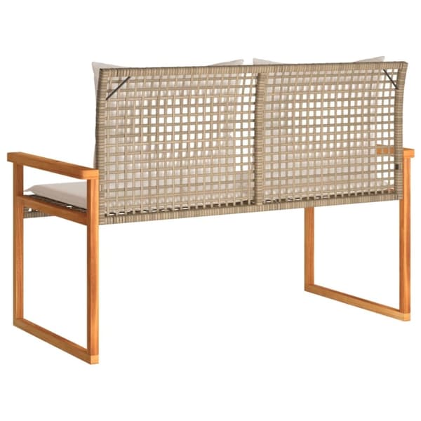 vidaXL havebænk med hynde polyrattan og akacietræ beige