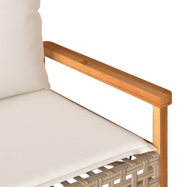 vidaXL havebænk med hynde polyrattan og akacietræ beige
