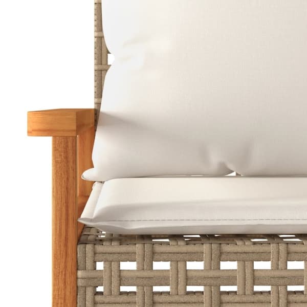 vidaXL havebænk med hynde polyrattan og akacietræ beige