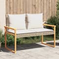 Miniatyrbillede 1 af 11: vidaXL havebænk med hynde polyrattan og akacietræ beige