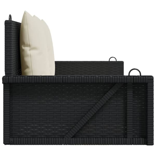 vidaXL Gungbänk med dynor svart 119x56x48 cm konstrotting