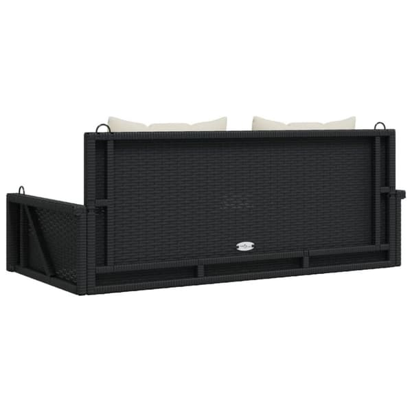 vidaXL Gungbänk med dynor svart 119x56x48 cm konstrotting