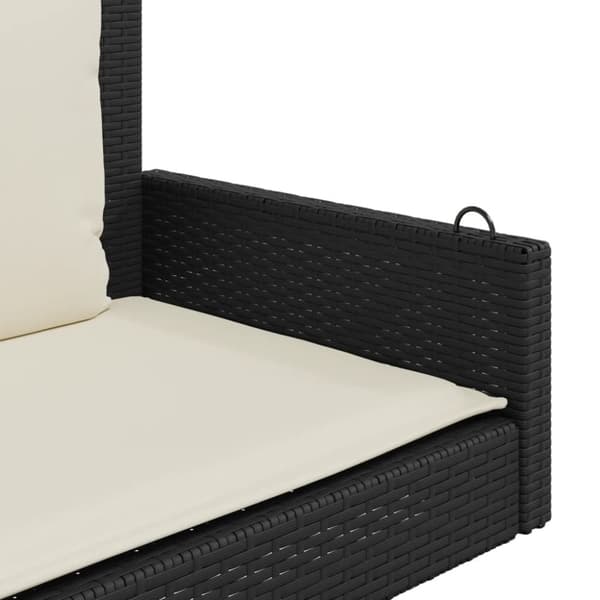 vidaXL Gungbänk med dynor svart 119x56x48 cm konstrotting