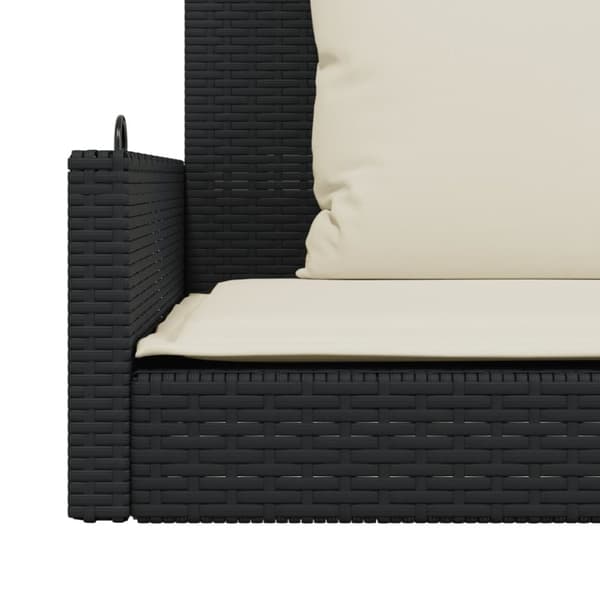 vidaXL Gungbänk med dynor svart 119x56x48 cm konstrotting