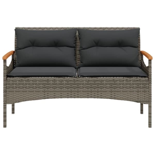 vidaXL havebænk med hynder 116x62,5x74 cm polyrattan grå