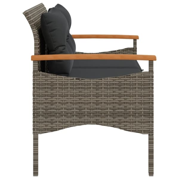 vidaXL havebænk med hynder 116x62,5x74 cm polyrattan grå