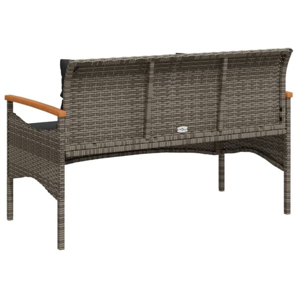 vidaXL havebænk med hynder 116x62,5x74 cm polyrattan grå