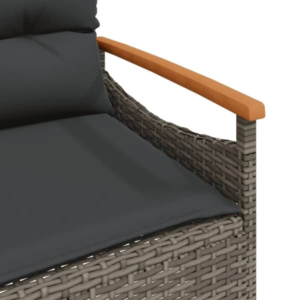 vidaXL havebænk med hynder 116x62,5x74 cm polyrattan grå