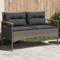 Miniatyrbillede 10 af 10: vidaXL havebænk med hynder 116x62,5x74 cm polyrattan grå