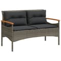 Miniatyrbillede 1 af 10: vidaXL havebænk med hynder 116x62,5x74 cm polyrattan grå