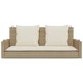Miniatyrbillede 4 af 9: vidaXL gyngebænk med hynder 119x56x48 cm polyrattan beige