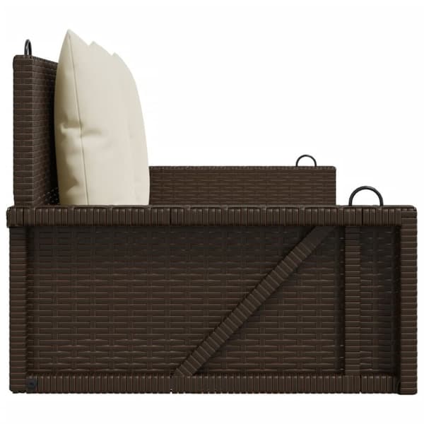 vidaXL gyngebænk med hynder 119x56x48 cm polyrattan brun