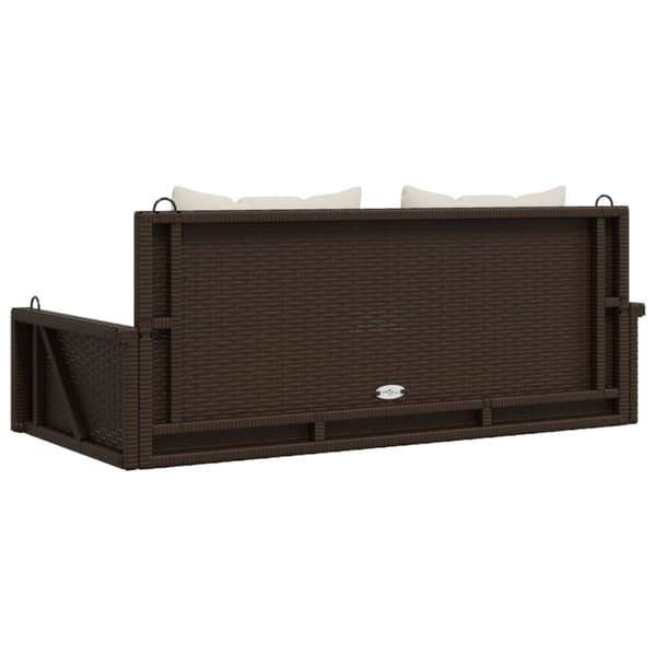 vidaXL gyngebænk med hynder 119x56x48 cm polyrattan brun