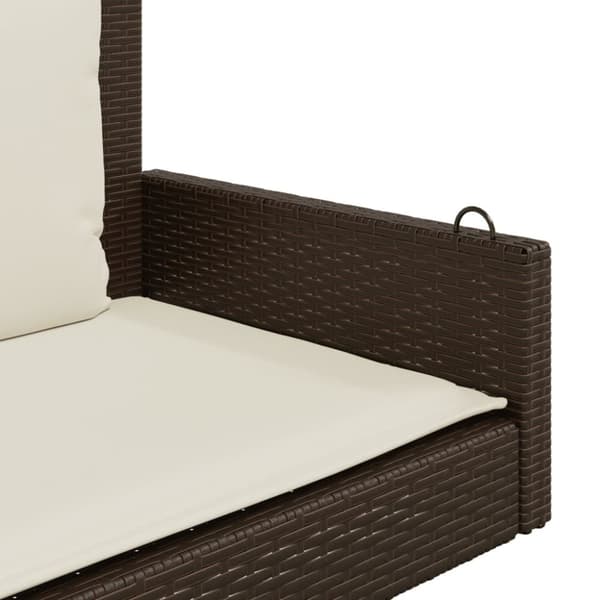 vidaXL gyngebænk med hynder 119x56x48 cm polyrattan brun