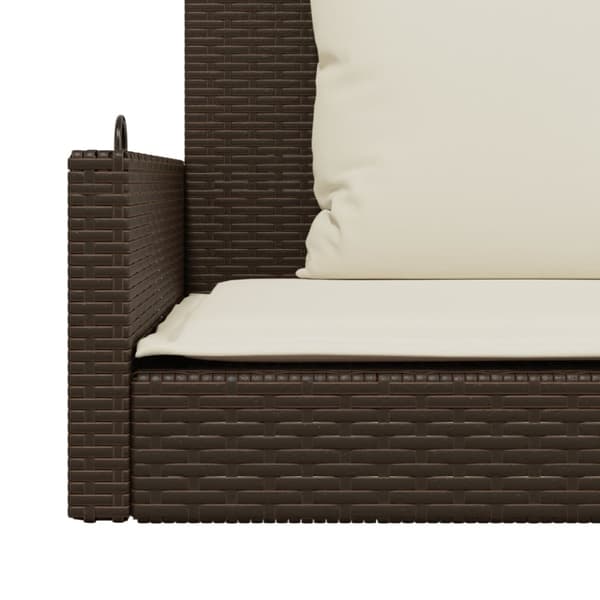 vidaXL gyngebænk med hynder 119x56x48 cm polyrattan brun