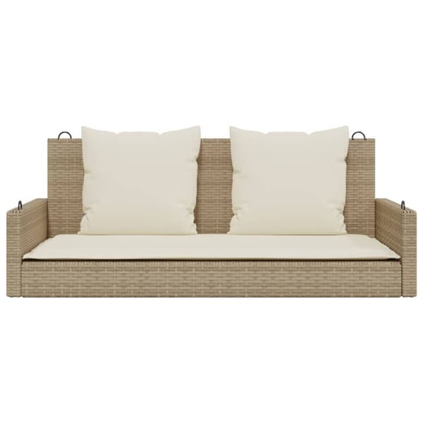 vidaXL Gungbänk med dynor beige 119x56x48 cm konstrotting