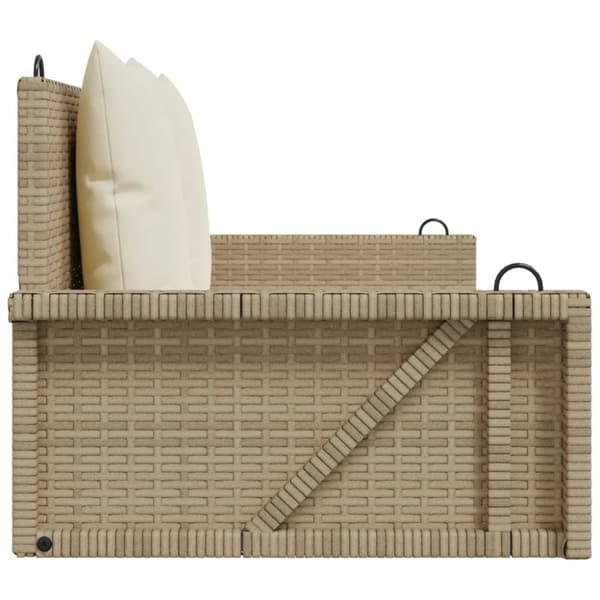 vidaXL Gungbänk med dynor beige 119x56x48 cm konstrotting