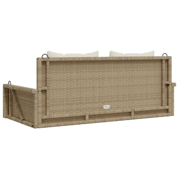 vidaXL Gungbänk med dynor beige 119x56x48 cm konstrotting