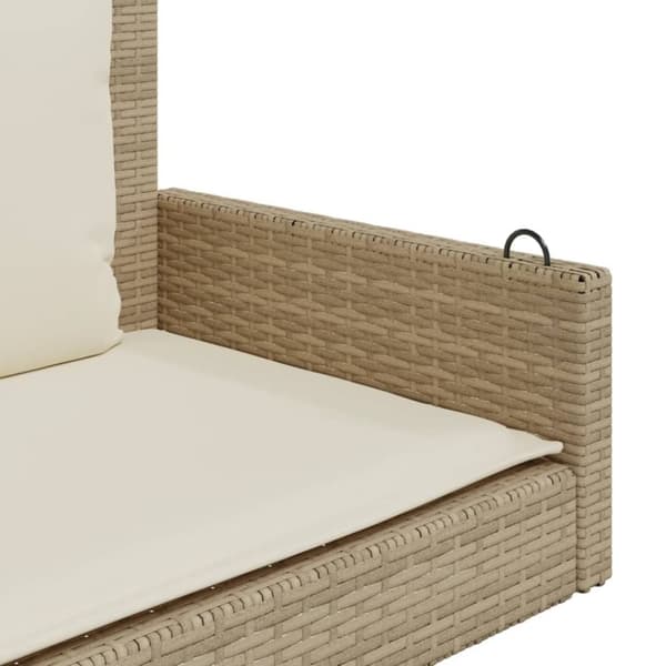 vidaXL Gungbänk med dynor beige 119x56x48 cm konstrotting