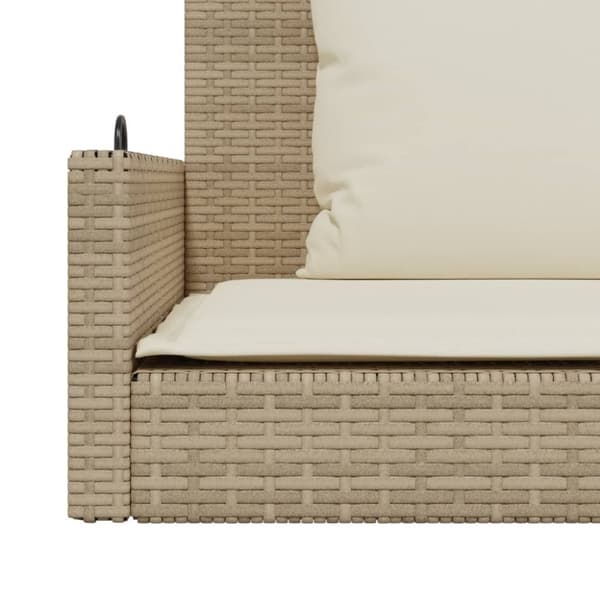 vidaXL Gungbänk med dynor beige 119x56x48 cm konstrotting