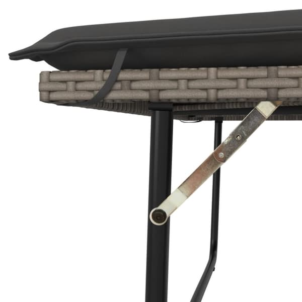 vidaXL havebænk med hynder og fodskammel polyrattan grå