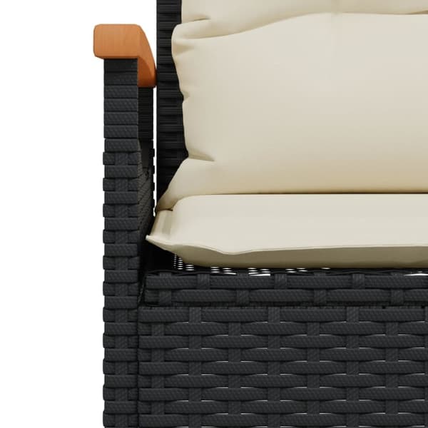 vidaXL havebænk med hynder 116x62,5x74 cm polyrattan sort