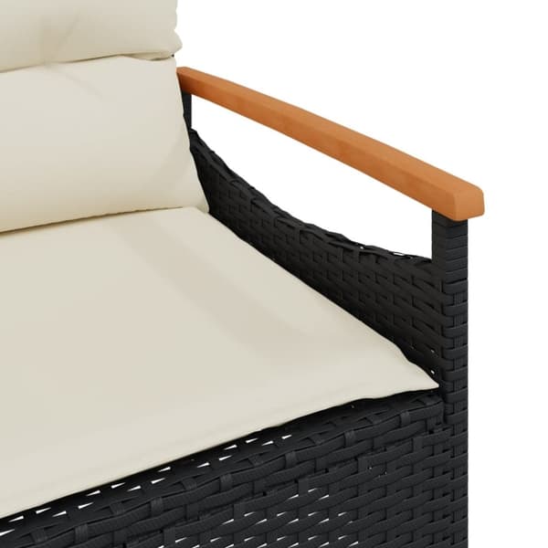 vidaXL havebænk med hynder 116x62,5x74 cm polyrattan sort