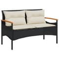 Miniatyrbillede 2 af 10: vidaXL havebænk med hynder 116x62,5x74 cm polyrattan sort