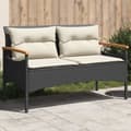 Miniatyrbillede 1 af 10: vidaXL havebænk med hynder 116x62,5x74 cm polyrattan sort