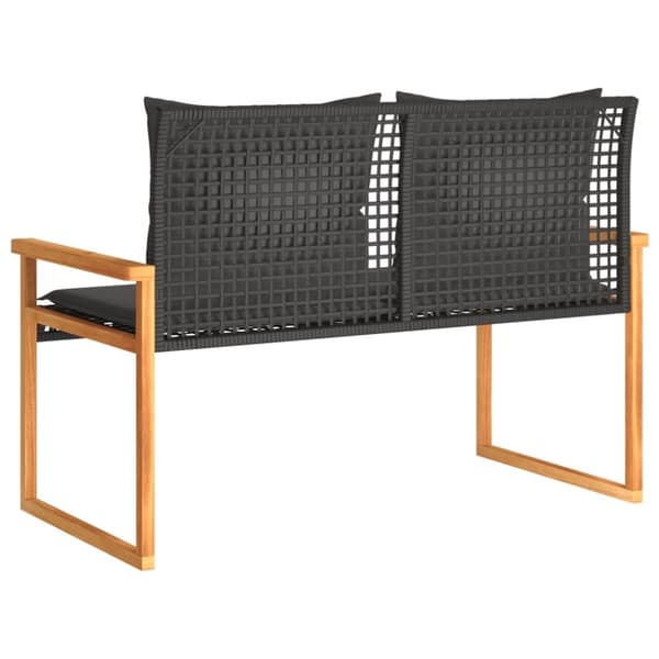 vidaXL havebænk med hynde polyrattan og akacietræ sort