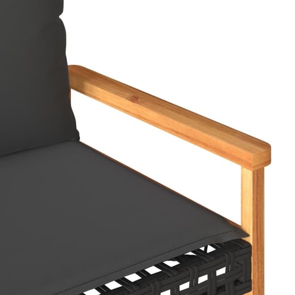 vidaXL havebænk med hynde polyrattan og akacietræ sort
