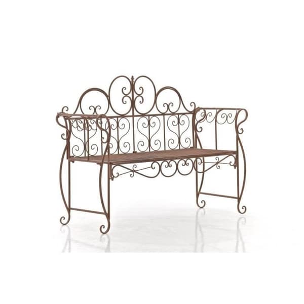 Trädgårdsbänk - CLP - MINNA - Lackerad smidesjärn - Vintage stil - 128 x 46 x 94 cm