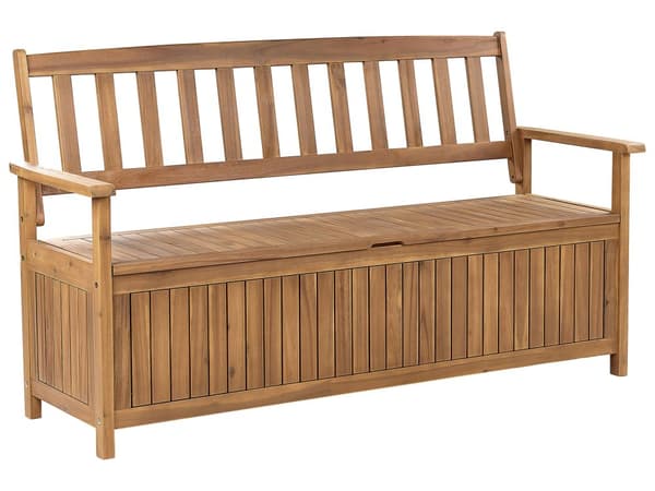 Utomhusbänk med Förvaring Massivt Akaciaträ 3-sits 160 cm RödaDynor