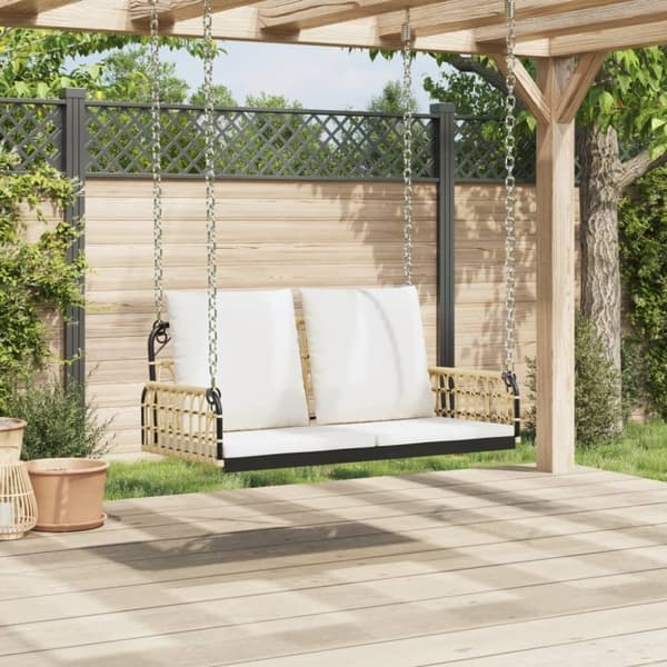 vidaXL gyngebænk med hynder 105x58x38 cm polyrattan og stål