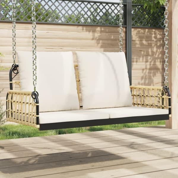 vidaXL gyngebænk med hynder 105x58x38 cm polyrattan og stål