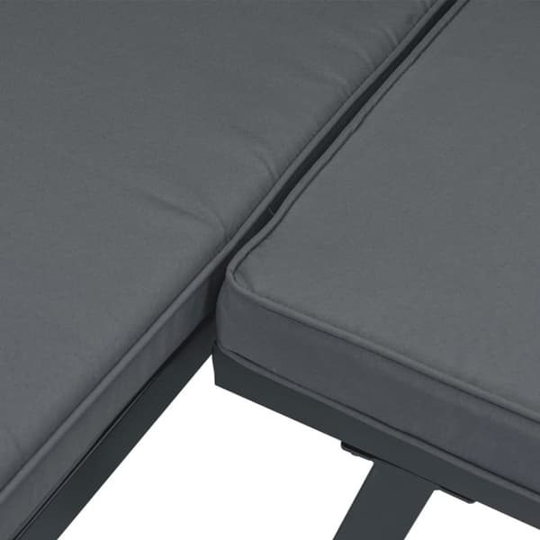 vidaXL havebænk med hynder aluminium sort