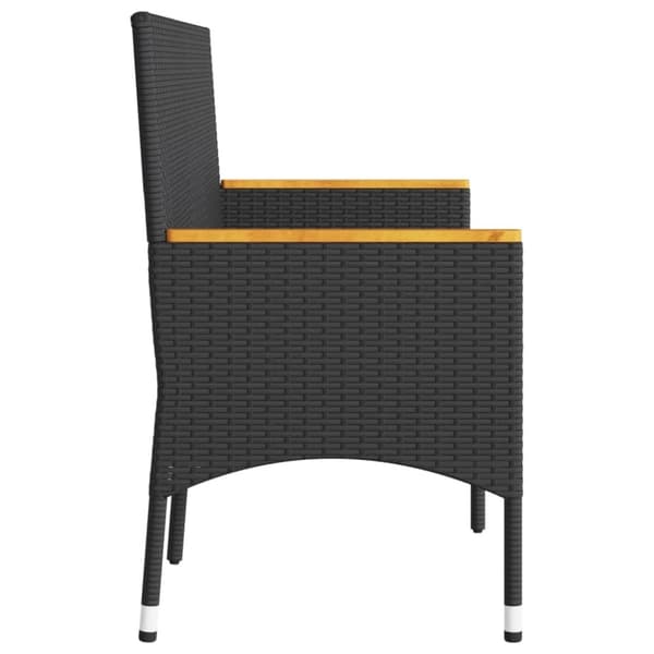 vidaXL 3-personers havebænk med hynder polyrattan sort