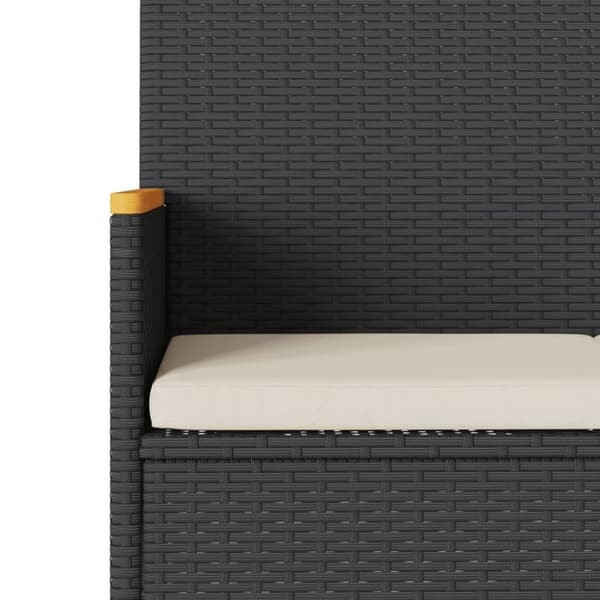 vidaXL 3-personers havebænk med hynder polyrattan sort
