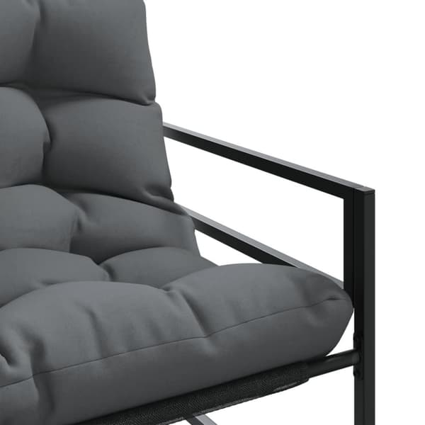 vidaXL Trädgårdsbänk med dyna antracit 113 cm stål