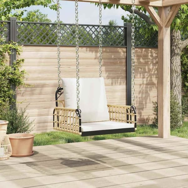 vidaXL hængestol med hynder 63x58x39 cm polyrattan og stål