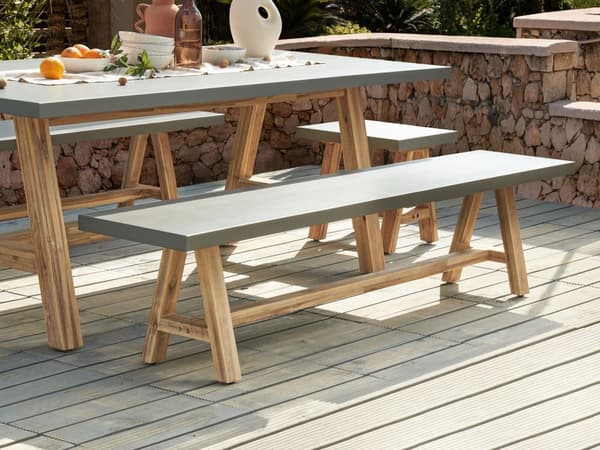 Hagebenk Grått Lyst Tre Betong Akasietre 200 cm Hagemøbler Industriell stil