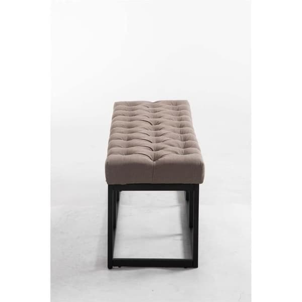 CLP Amun designerbänk i tyg med matt svart metallbas, Chersterfield Style, 120 cm / Taupe