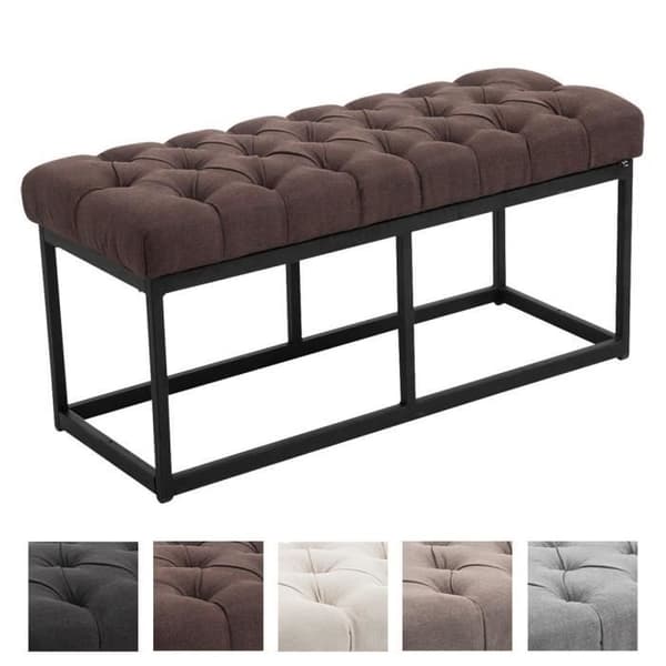 Bänk - CLP - Amun - 100 % polyestertyg - Matt svart metall - Chesterfield stil