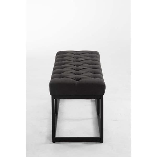 CLP Amun designerbänk i tyg med matt svart metallbas, Chersterfield Style, 100 cm / mörkgrå