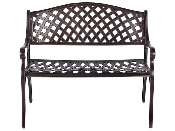 Utendørs Hagebenk Brun Metall Benk 2 seter Armlener Vintage stil