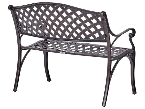 Havebænk Brun Aluminium 2 Personers 104 cm Metal bænk med Flet Bænk med Ryglæn Vintage