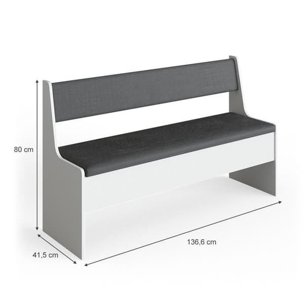 Vicco Roman Matsalsbänk, Vit, 136 x 42 cm
