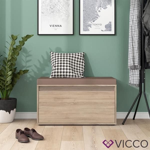 VICCO IKER bänk, skobänk, sonoma, skoskåp, sits, förvaringsutrymme, kista med sits
