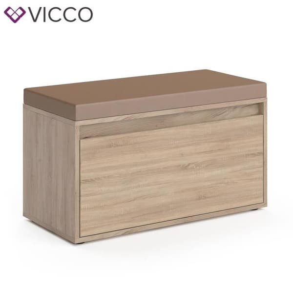 VICCO IKER bänk, skobänk, sonoma, skoskåp, sits, förvaringsutrymme, kista med sits