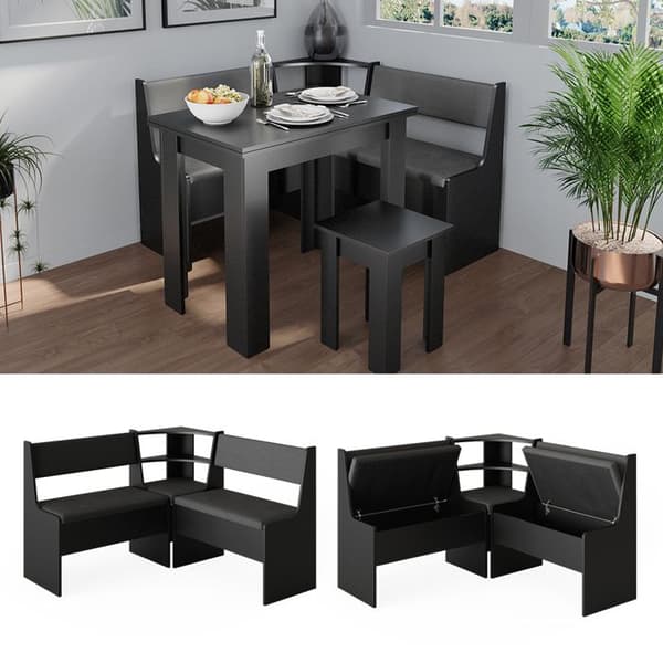 Romersk matsal hörnsbänk, 120 x 41,5 cm, Svart, Vicco